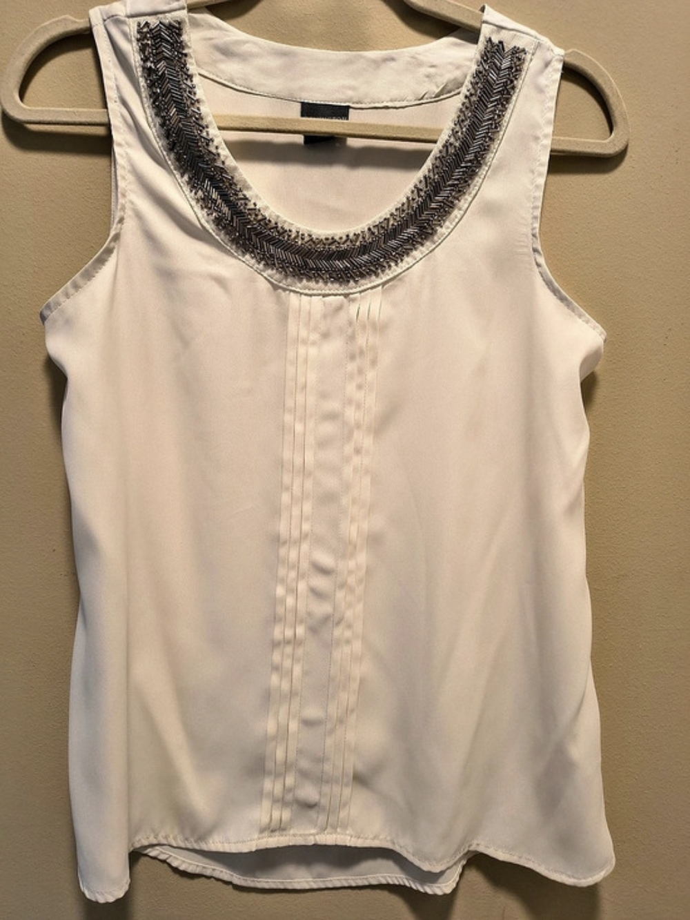 Covington Beaded Sleeveless Top in White Like New